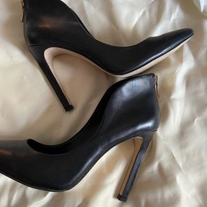 BCBG heels with zipper on the back and heel.